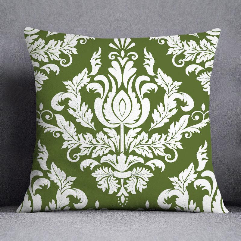 

Green plants geometric pattern pillowcase sofa cushion living room bedroom pillow cover home fabric decoration 16x16Inch