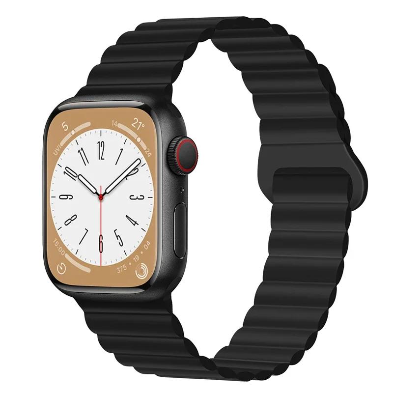 Magnetic Loop For Apple Watch Band 44mm Ultra 49mm 40mm 45-41mm Silicone Bracelet iWatch 10 9 8 7 6 5 SE For Correa Apple Watch