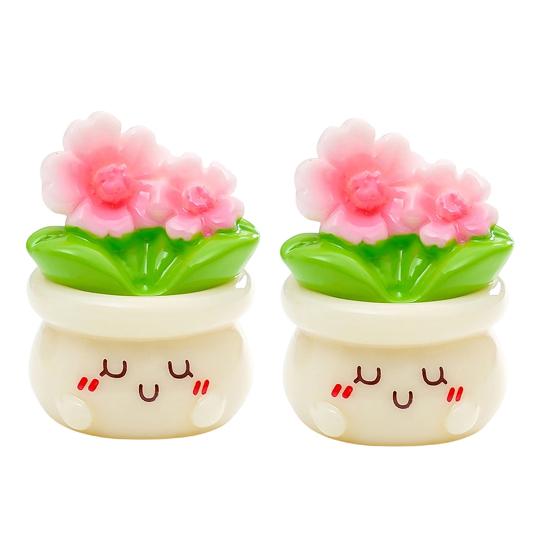 

2 Pcs Miniature Dollhouse Flowers Mini Resin Potted Plant Figurine Tiny Artificial Flowers for Home Office Tabletop Garden Micro Landscape DIY Crafts E