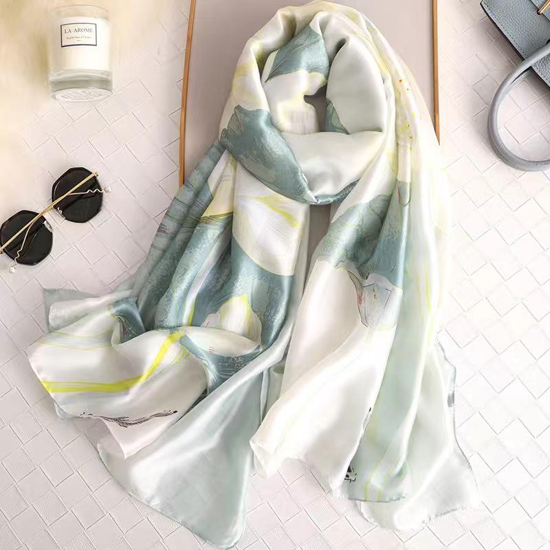 Spring, Summer and Autumn New Simulation Silk Scarf Female Decorative Hobo Shawl Sunscreen Beach Towel