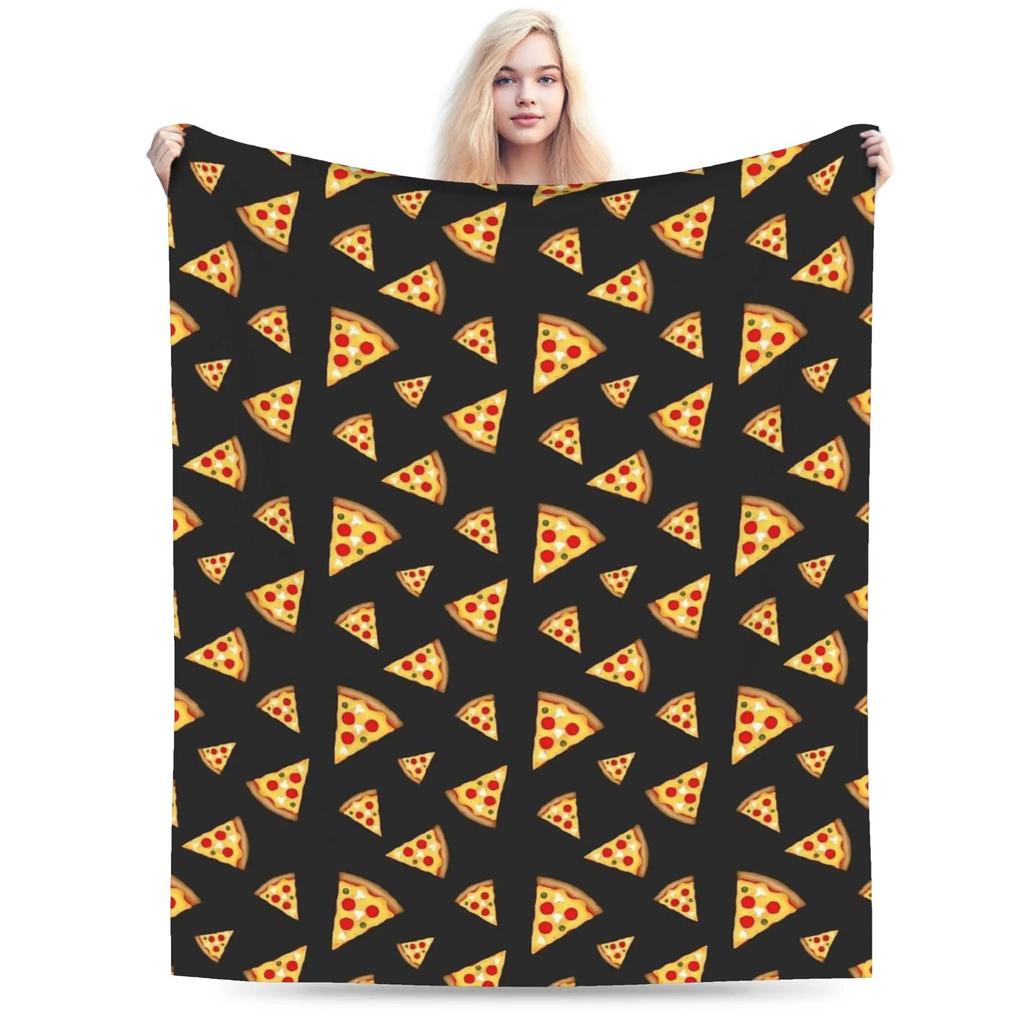 Cool Fun Pepperoni Pizza and Slices Graphic Throw Blanket  Soft Warm Quality for Kids Boys Girls Bedspread for Spring Outdoor Us