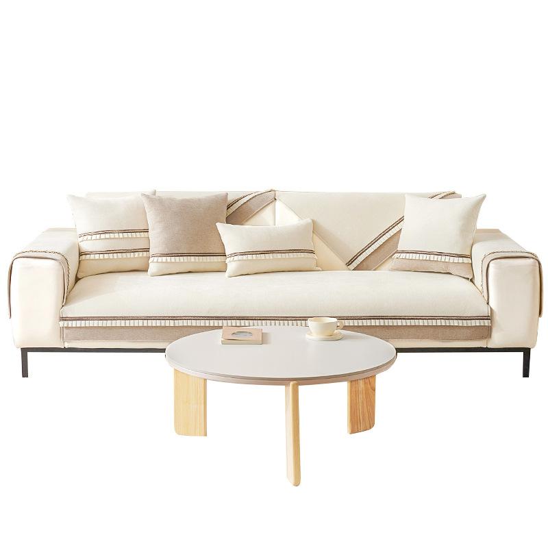 Chenille Sofa Cushion Non-Slip Four Seasons Universal Ribbon Stitching Sofa Cover Backrest Towel