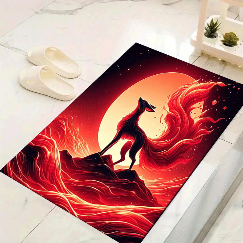 

1pc Beautiful nine tailed fox Print, Design Indoor Area Rug - Soft, Anti-Slip, and Durable Gaming Room Decor for Bedroom 60cm by 90cm