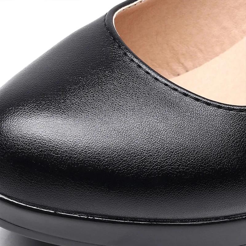 6 8 11 13cm Small Size 32-43 Comfortable Soft Leather Shoes Mary Janes 2025 Womens Block High Heels Shoes Dress Office Model Mom
