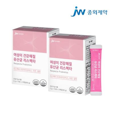 JW Pharmaceutical Women's Respecta Vaginal Lactobacillus Effect Lactoferrin 5 Billion Probiotics, 60g, 2 Pieces
