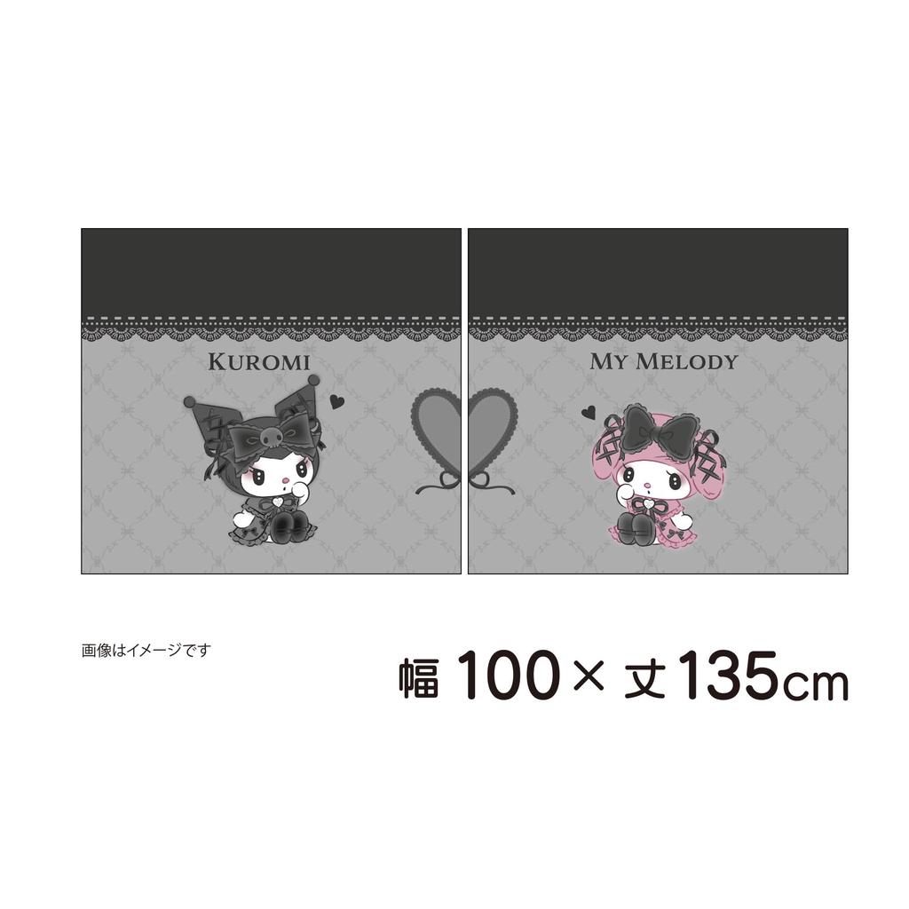 MORIPiLO Sanrio Blackout My Melody and Kuromi Connecting Art Set of Cute Sanrio Midnight Black Makura no Morishita Curtains, (Picture Pattern,