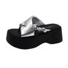 2025 new muffin thick-soled high-heeled cool slippers for women's summer wear with skirts, high-end one-word beach sandals