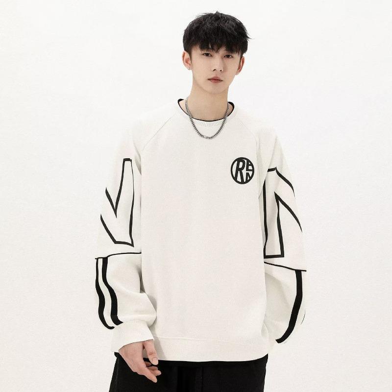 

Wow Men s Youth Fashion: Korean-Style Round Neck Sweatshirt for Autumn and Winter - Versatile, Loose Fit, Handsome Design L білий
