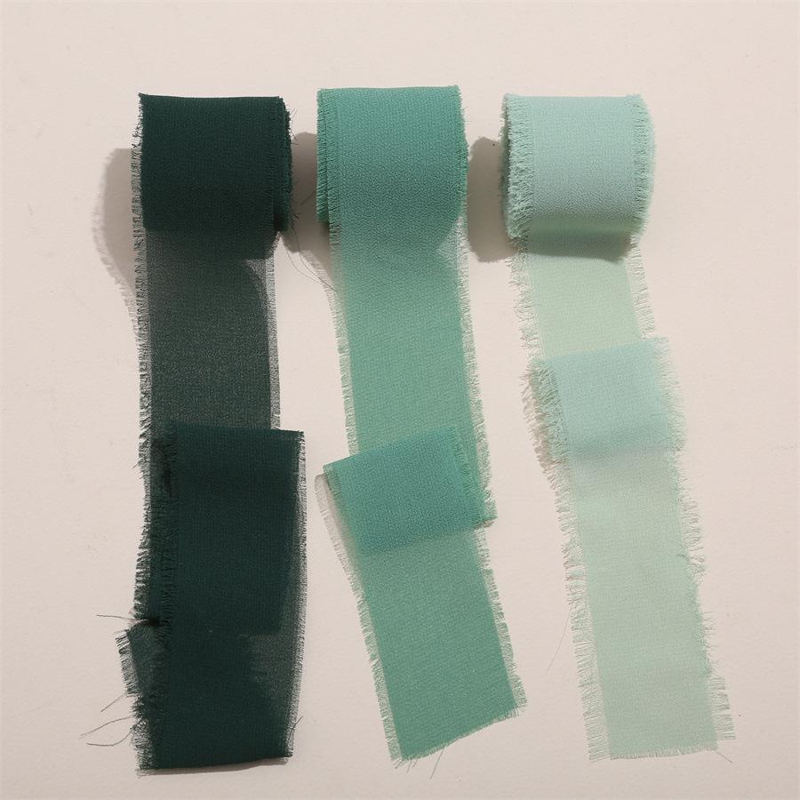 3 Roll/set 5m Frayed Edged Satin Handmade Chiffon Silk Ribbon For Wedding Invitation Bouquets Birthday Party DIY Decoration Gift