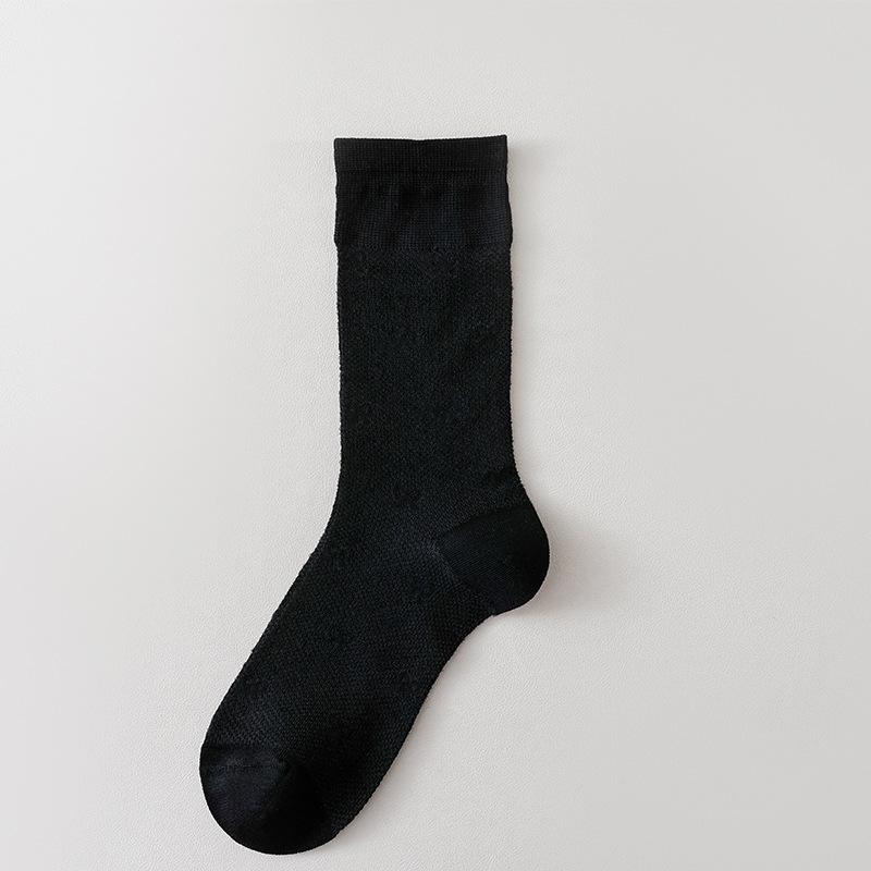 Mid-calf Socks for Women In Summer, Solid Color, Versatile, Breathable, Mesh, Pile Socks, Boneless, Sewn, Bow, Women's Net Socks