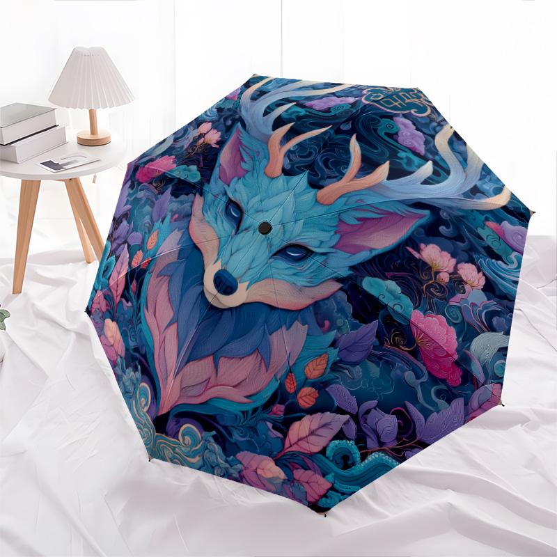 Colorful Animals Pattern, Automatic Folding Umbrella, Portable and Foldable Design, 8 Ribs, a Christmas or Birthday Gift.
