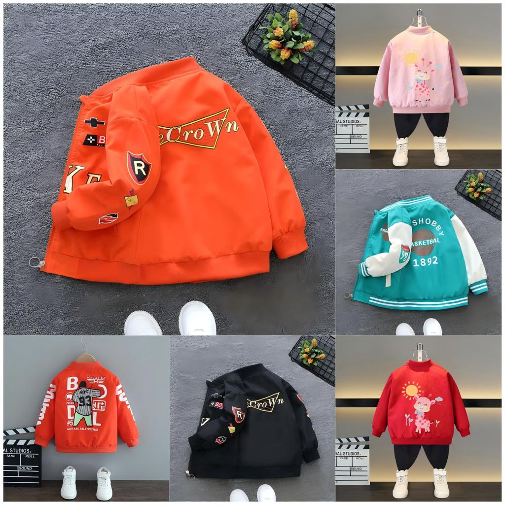Spring Autumn Baby Boys and Girls Jacket Fashion Cartoon Bear Pattern Kids Windbreaker Coats For Children Outerwear Clothing 2-12Year