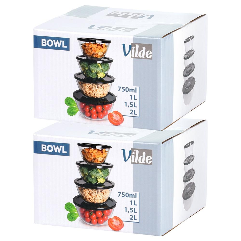 Glass Bowls With Lids 750 Ml / 1 L / 1.5 L / 2 L 8 Pcs.