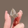 Elegant Sailboat Brooch Unisex Pin with Anti Exposure Clasp Perfect for Suits Exquisite Pin Accessories