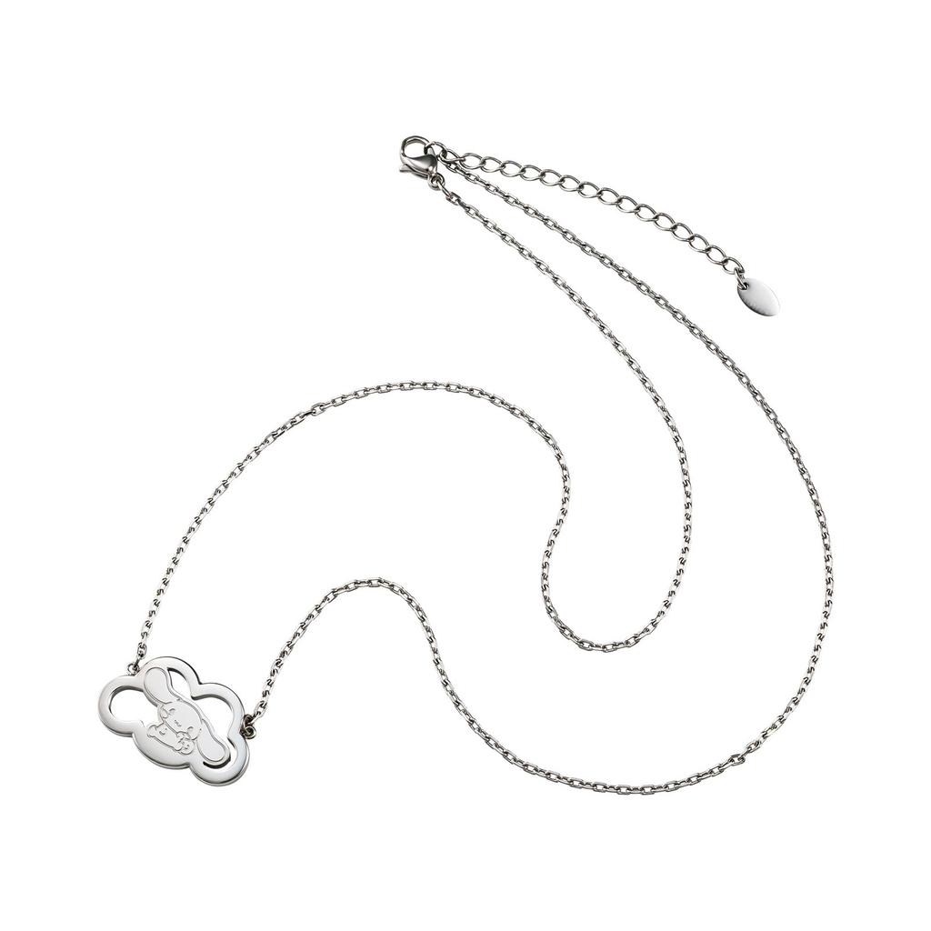 [White Clover] Cinnamoroll Necklace, Sanrio Characters, Surgical Stainless Steel 316L, Cinnamon Cloud Silhouette, 45cm-50cm, Anniversary, Birthday