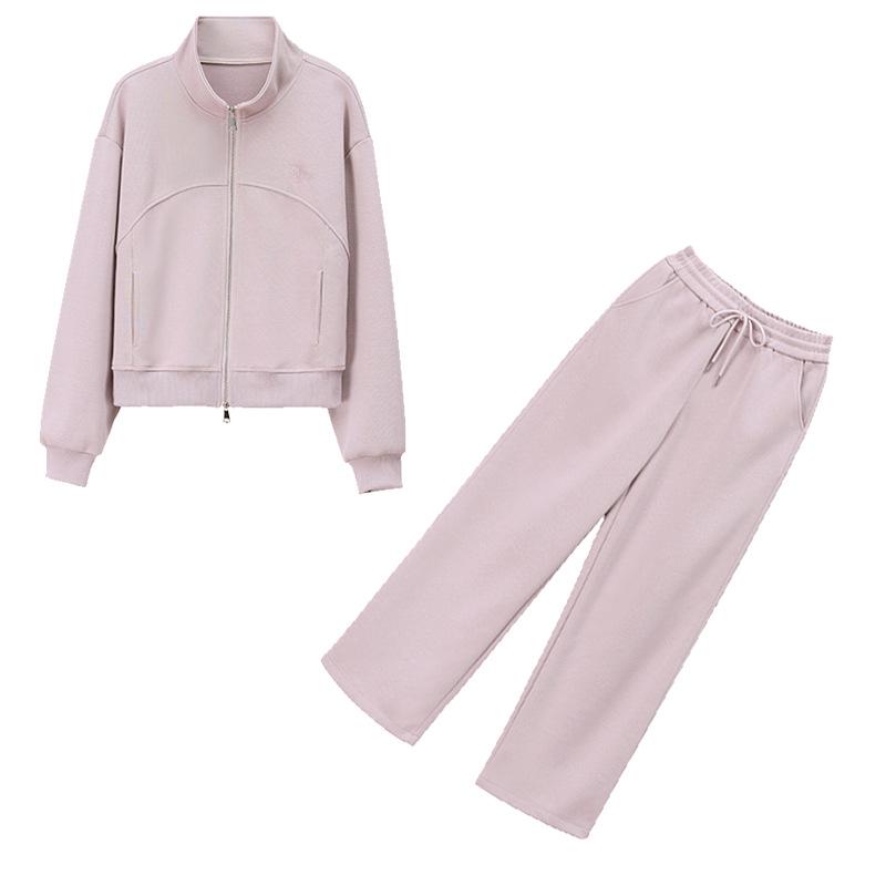 Set Sportiv Șic și Tineresc pentru Femei de Vârstă Mijlocie - Cardigan cu Gât Rotund și Hanorac Două Piese pentru Primăvară și Toamnă