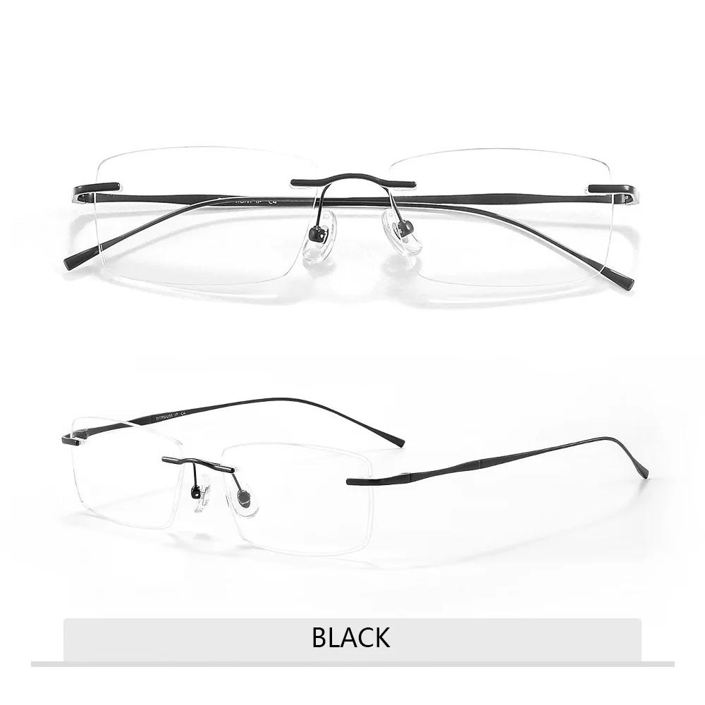 

Women Pure Titanium Glasses Anti Blue Light Men s Eyeglasses Frames Pure Titanuim Luxury Brands Rimless Glasses Computer Lenses 0 чорний