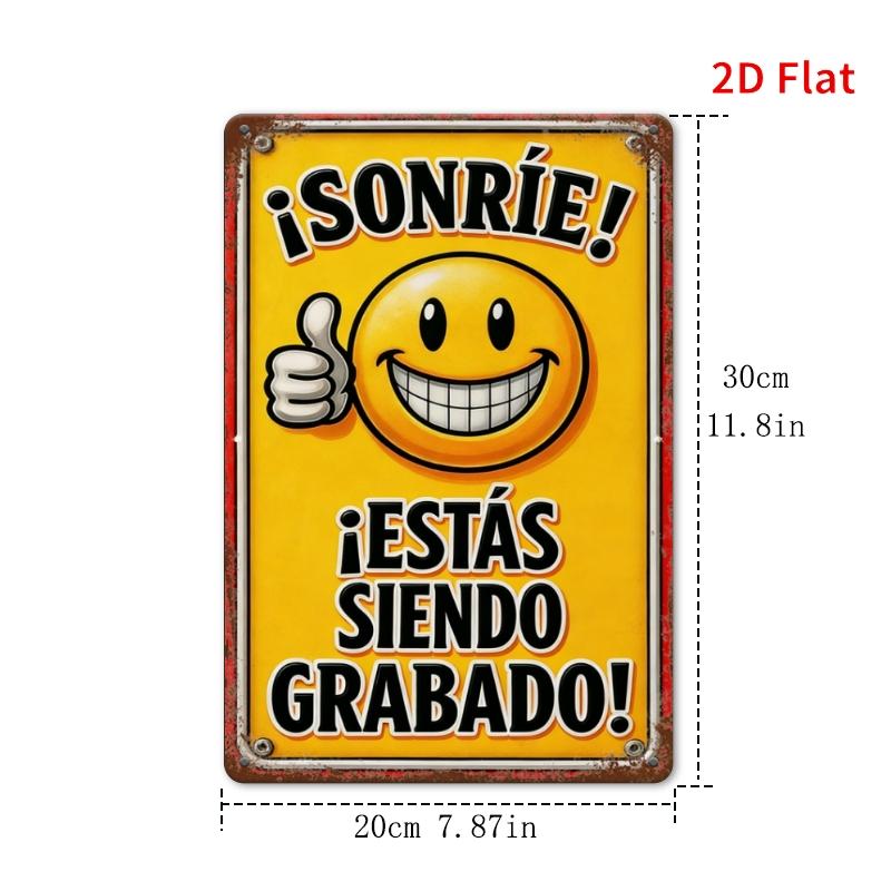 Retro Metal Sign Smile You Are Being Recorded Vintage Wall Art for Bar Cafe Beach Villa Backyard 20x30cm 20x30cm белый