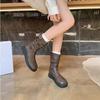 Versatile Retro Simple And Thin Low-Heeled Martin Boots Women'S Buckle Locomotive Knight Boots