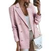 Kadın İlkbahar Sonbahar Uzun Kollu Günlük Zarif Ofis Klasik Şık Mizaç Blazer Kareli Blazer Moda Ceket