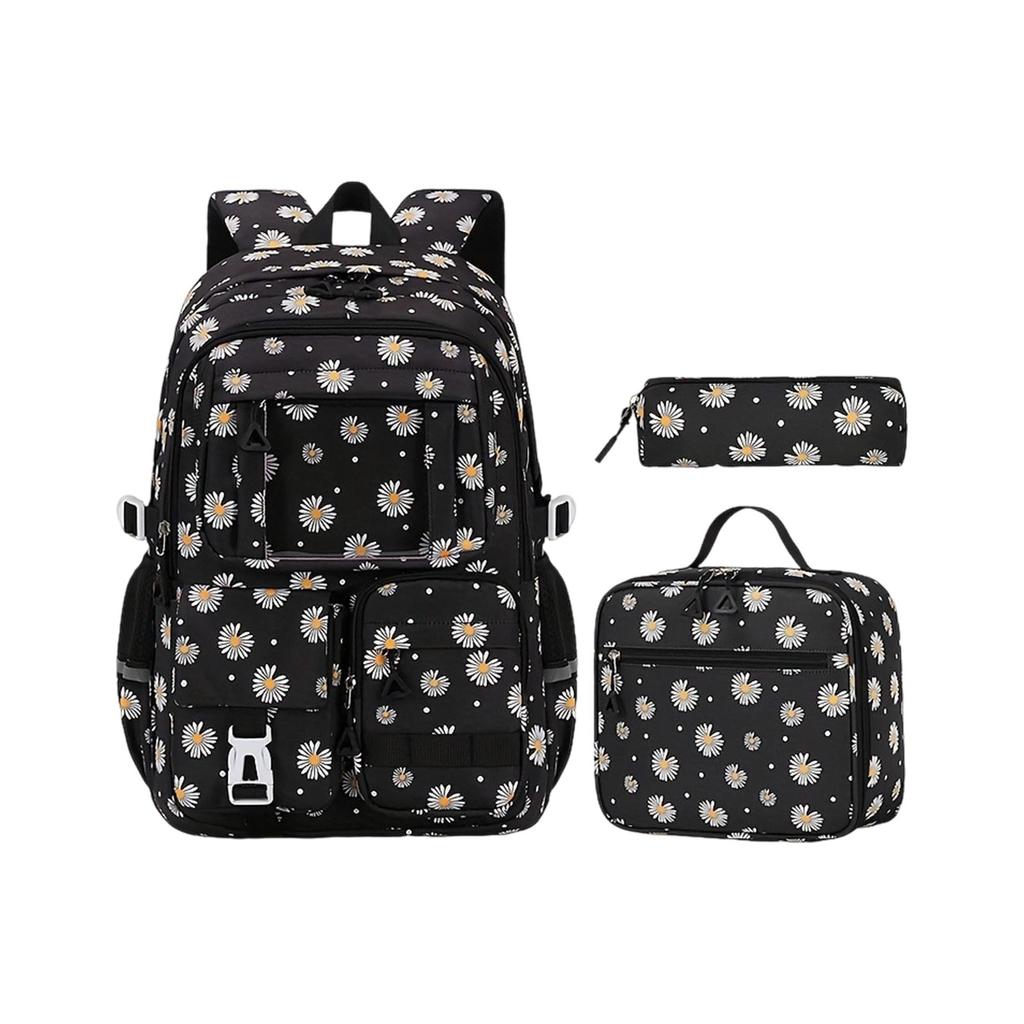3-Piece Backpack Set with Printed Design for Travel, Outdoor and School
