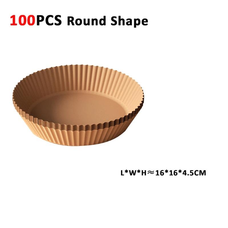 Air Fryer Paper Disposable Airfrying Baking Paper Round Square Air Fryer Liners Non-Stick Air Fryer Disposable Paper 50/100/200pcs