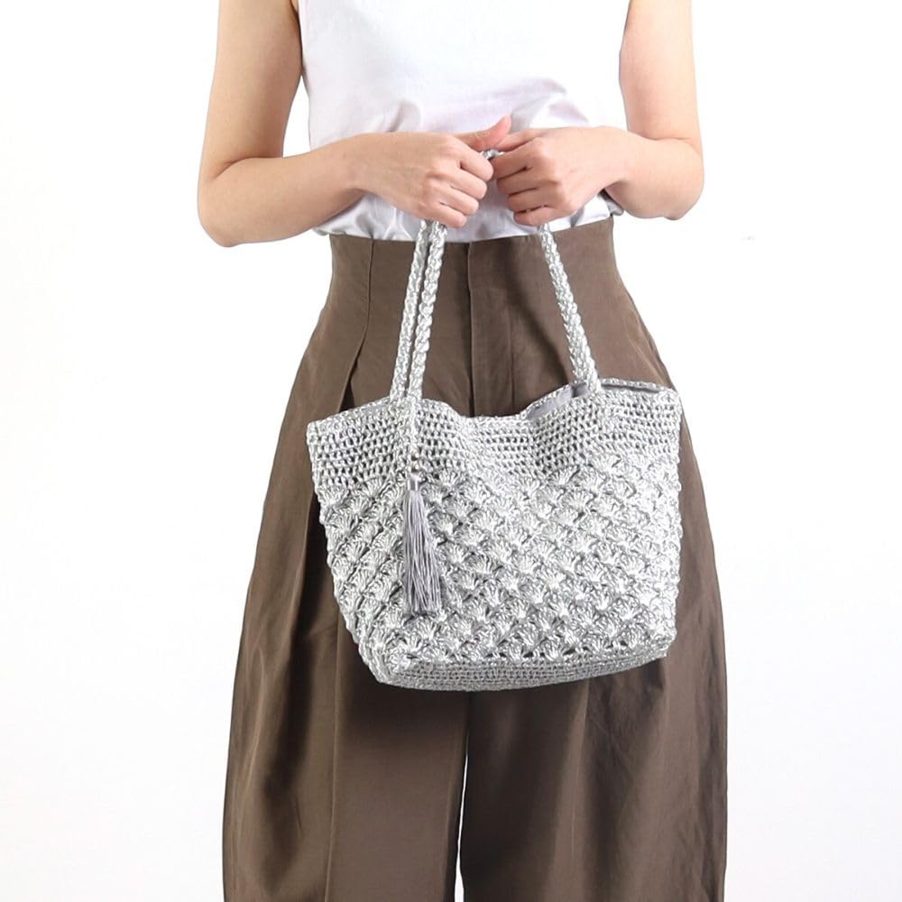 Cuco Metallic Knit Tote Bag 2513112001 Silver (906)