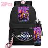 2Pcs/set Anime K-Pop Demon Hunters Printed Backpack with 750Ml Water Bottler for Teenager Girl Boy Large Capacity Waterproof Bookbag Gift