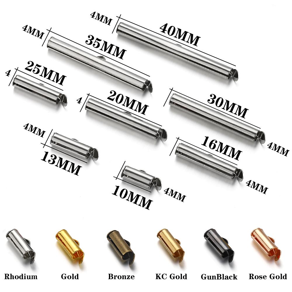 50pcs Fastener Tube Crimp End Caps Slider Clasp Bracelet Buckles for DIY Connectors Loom Jewelry Making Findings Accessories