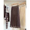 Mesh stitching high waist pleated skirt women's autumn new elastic and thin casual drape a word pleated gauze skirt
