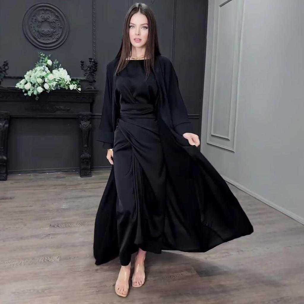 2025 Autumn Loose Casual Long Coat Dress Set for Elegant Comfort