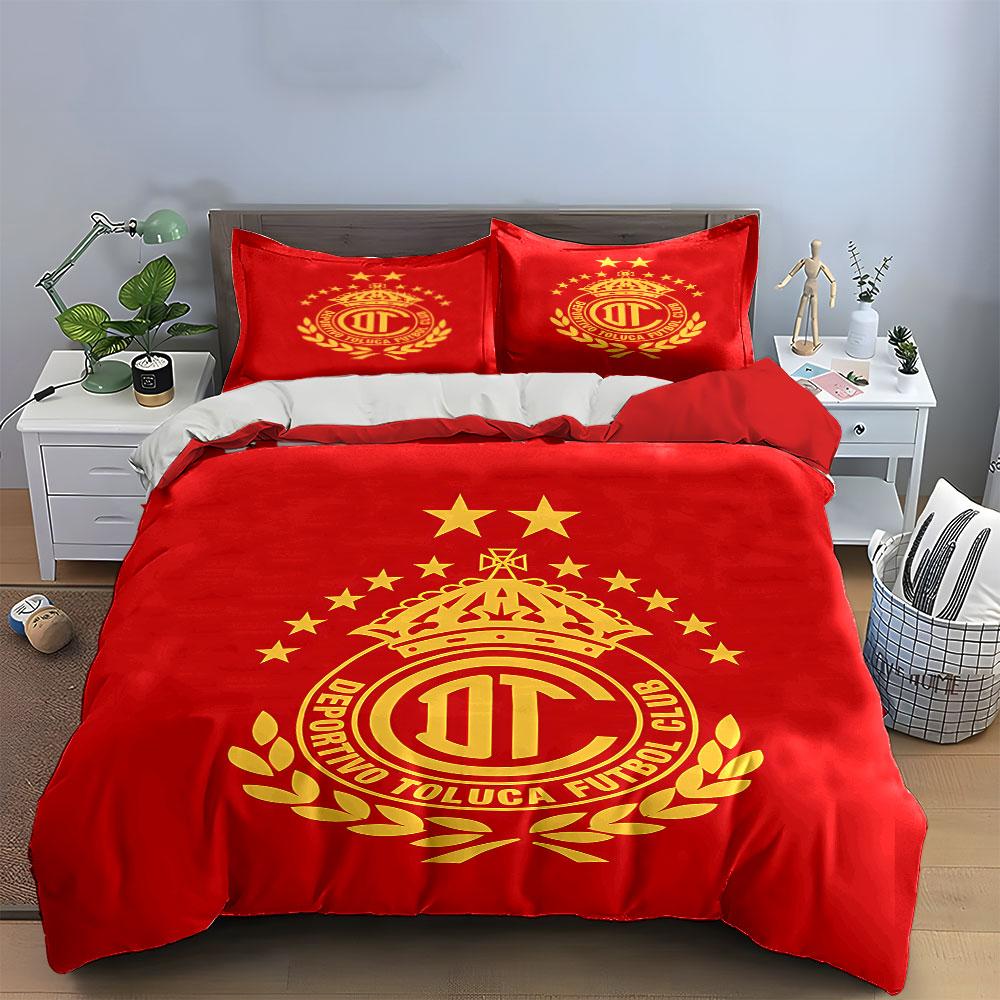 "Red Toluca Futbol Club Bedding" Bedding Duvet Cover Set Duvet Cover Pillowcases (1 * Duvet Cover 2 * Pillowcases, without duvet insert)
