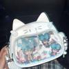Cute Harajuku Jk Shoulder Bag Big Capacity College Style Cat Backpacks Lolita Leather Cross Bag Women