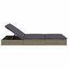 2 Person Sun Lounger with Cushions Grey Poly Rattan