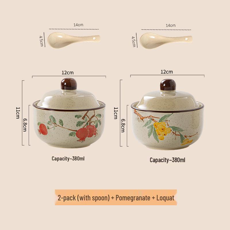 Chinese Retro Ceramic Single-Serve Stew and Soup Pot with Lid