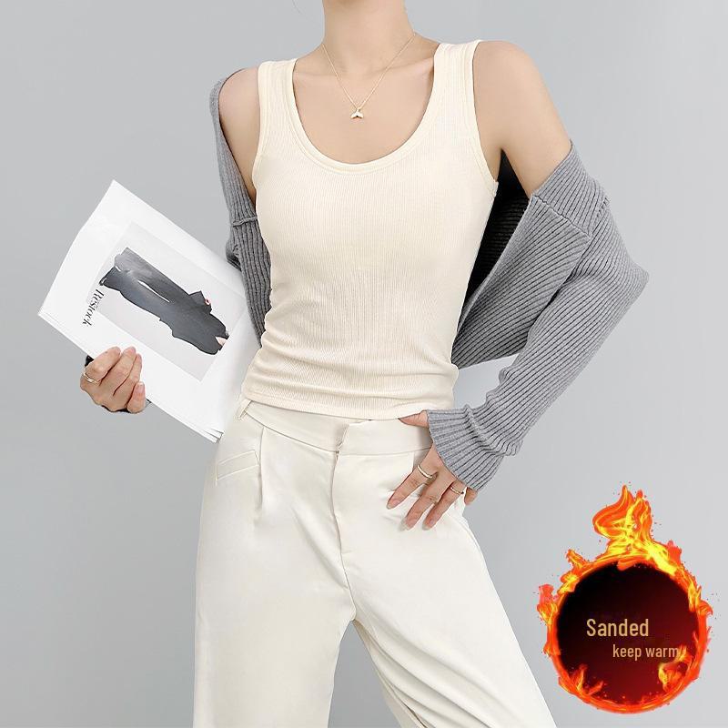 

Женский утепленный бархатный жилет с нагрудной подкладкой, круглый вырез, большие размеры, идеально подходит для осени и зимы, можно носить отдельно или в качестве базового слоя. One Size (Fits 80-135 Jin)