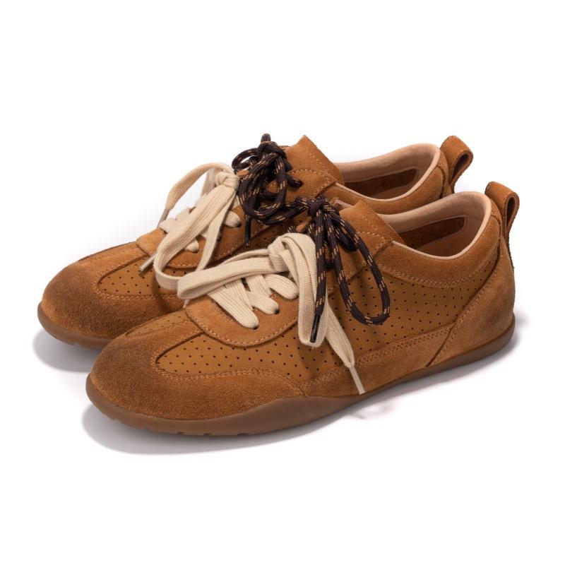 

Leather retro pair of shoelaces, German training shoes, women s casual sports shoes, hollow and breathable first-layer cowhide women s shoes 35
