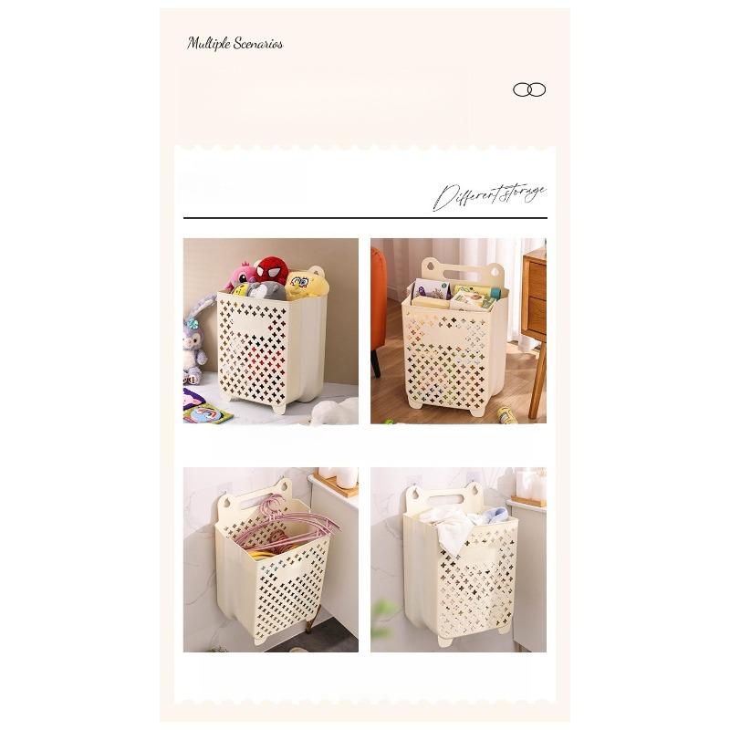 Foldable, Hollow, Breathable, Wall-mountable, No-drill Household Laundry Basket