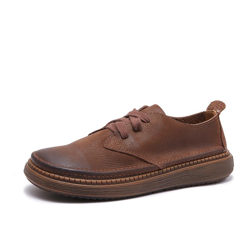 Genuine Leather Women's Single Shoes Spring Top-grain Cowhide Versatile Casual Retro German Training Shoes