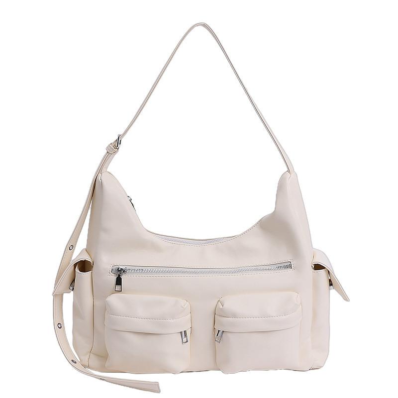 Style Joint Solid Color Multi Pocket Design Women Casual Square Shoulder Bag Small