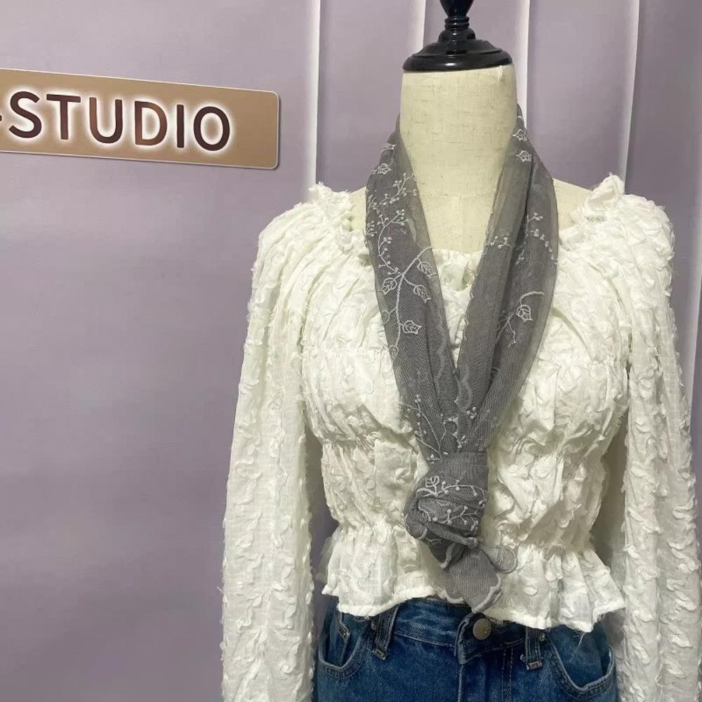 Retro Women's Lace Scarf Elegant Silk Headband Casual Female Headscarf