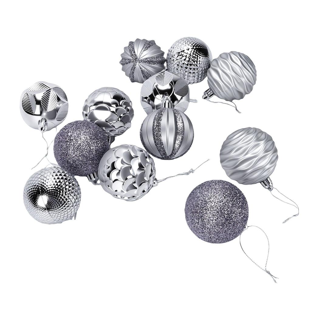12 Pcs Xmas Ball Ornaments Set 6cm Plastic Hanging Ball Ornaments for Tree Wreath Door Window