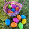 50Pcs Fillable Easter Eggs Empty Colorful Bright Easter Eggs Shell Toys Assorted Colors Easter Eggs Fake Eggs Easter Decor