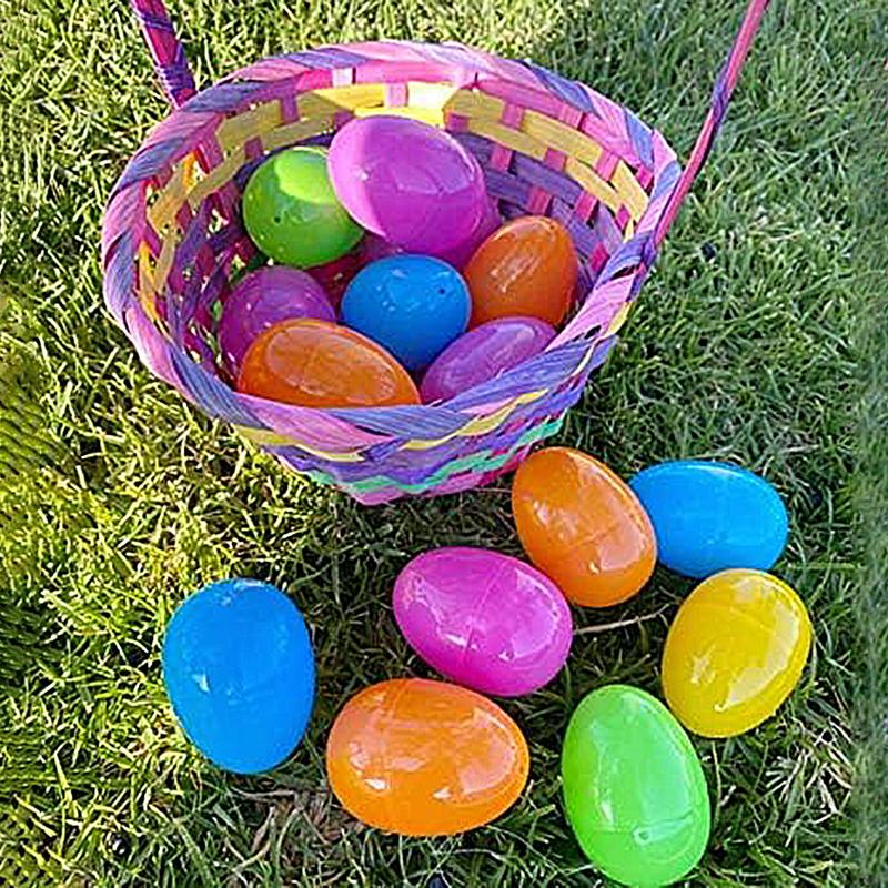 50Pcs Fillable Easter Eggs Empty Colorful Bright Easter Eggs Shell Toys Assorted Colors Easter Eggs Fake Eggs Easter Decor