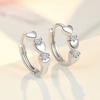 S925 Silver Plated Heart Shaped Zircon Earrings Elegant Ear Clip Jewelry for Women Fashion Gift