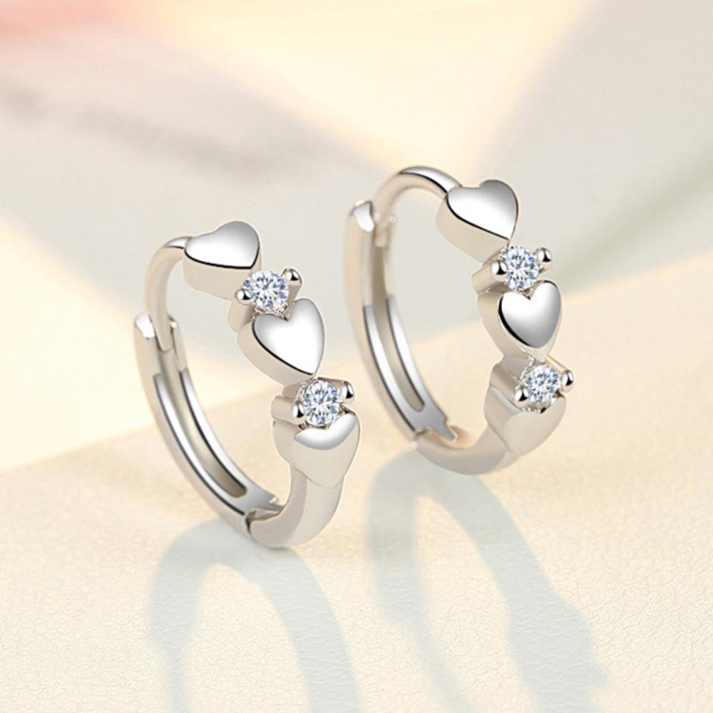 

S925 Silver Plated Heart Shaped Zircon Earrings Elegant Ear Clip Jewelry for Women Fashion Gift