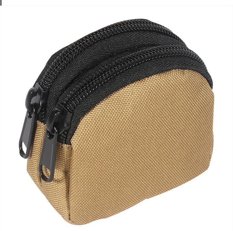 Nylon Double Zipper Pocket Coin Purse Men Tactical Molle Pouch Lightweight Outdoor Small Card Holder Keys Storage Belt Waist Bag