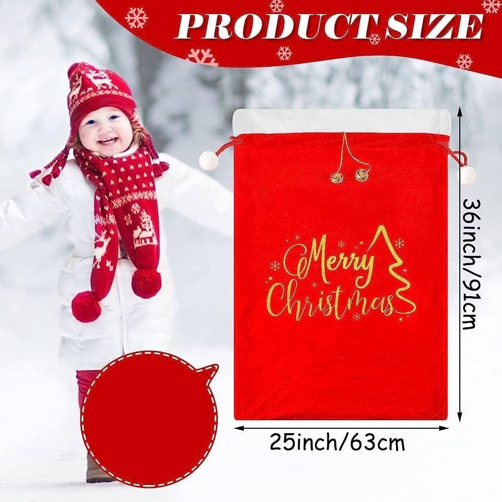 Red Velvet Burlap Santa Bags 25x36 Inch Jumbo Gift Bag Holiday Supplies Gift Wrap Trash Bags