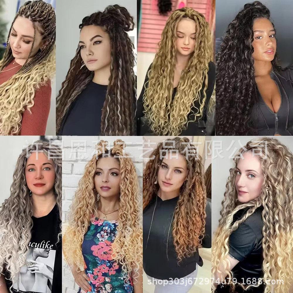 Parrucca all'uncinetto Jessica Wave, capelli lunghi e ricci, stile latinoamericano, fibra sintetica, parrucca a onde larghe