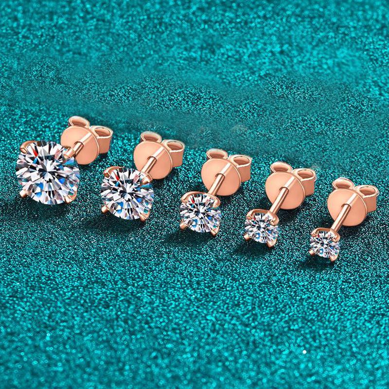 925 Sterling Silver Four-Prong 0.3-2CT Moissanite Stud Earrings for Women Sparkling Classic Wedding Lab Diamond Earring